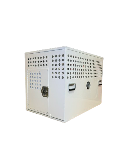 Dog Crate 55328 Professional K9 Series Tactical Single Compartment / End Door / 24 W x 36 D x 29 H / Holes for Ventilation / Mill Finish Aluminum / Owens Products