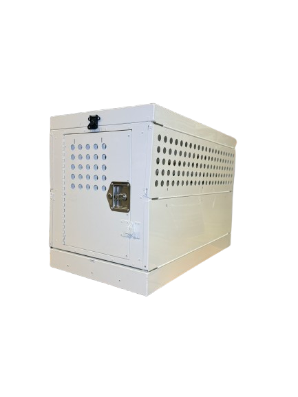 Dog Crate 55318 Professional K9 Series Large Collapsible Working Dog Crate / Single Compartment / 22.25 W x 34 D x 29 H / Mill Finish Aluminum / White / Owens Products