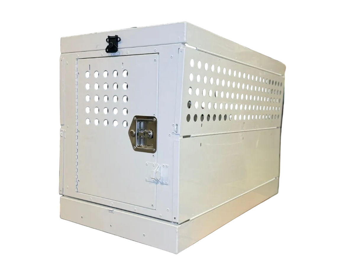 Dog Crate 55305 Professional K9 Series X-Large Collapsible Working Dog Crate / Single Compartment / 22.25 W x 41 D x 29 H / Mill Finish Aluminum / White / Owens Products