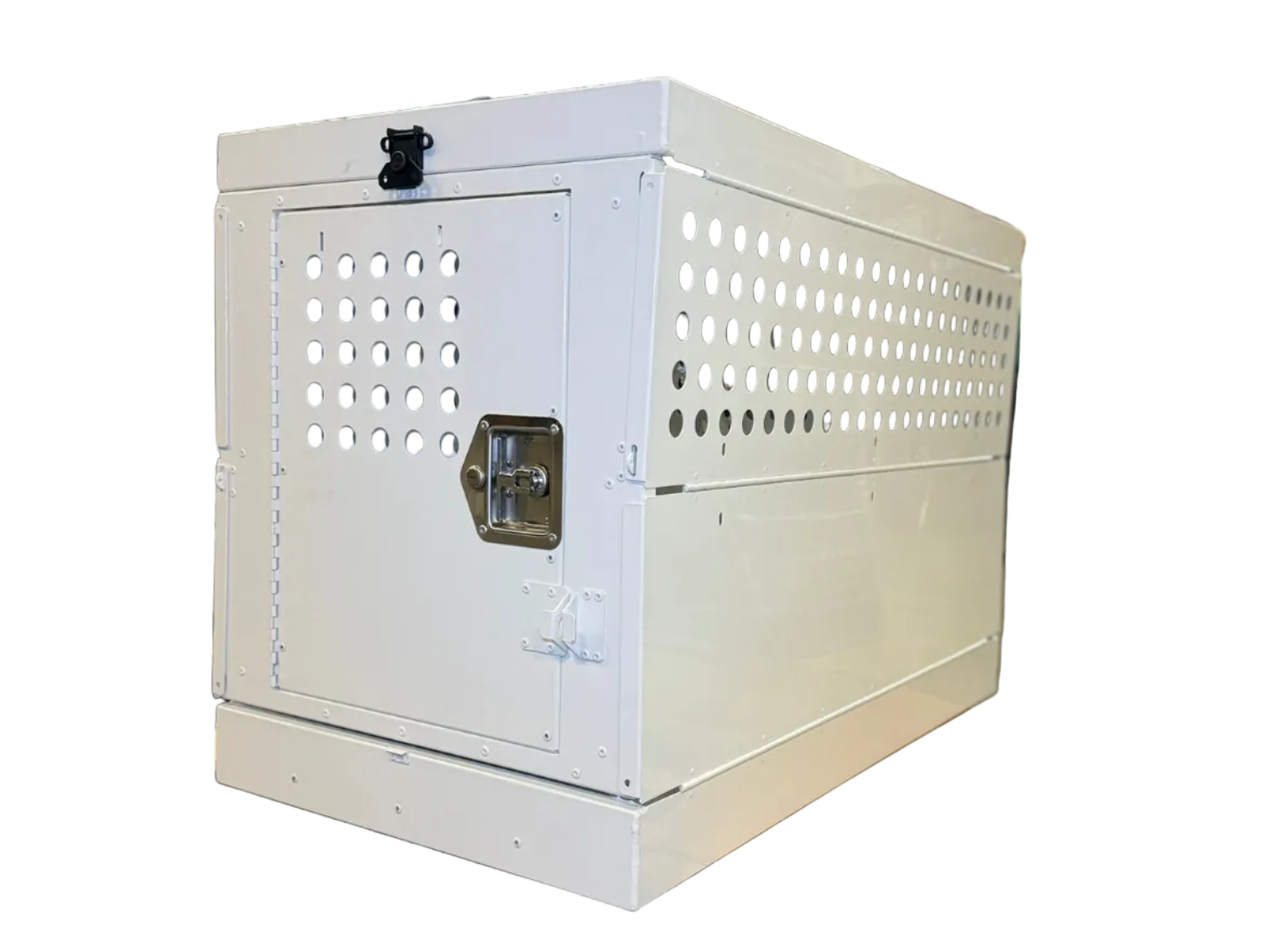 Dog Crate 55318 Professional K9 Series Large Collapsible Working Dog Crate / Single Compartment / 22.25 W x 34 D x 29 H / Mill Finish Aluminum / White / Owens Products