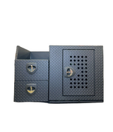 Dog Crate 55500 Professional K9 Series Rear Deployment Unit / Single Compartment / Side Drawer Storage / 45 W X 38 D X 31 H / Holes for Ventilation / Black / Diamond Tread Aluminum/ Owens Products