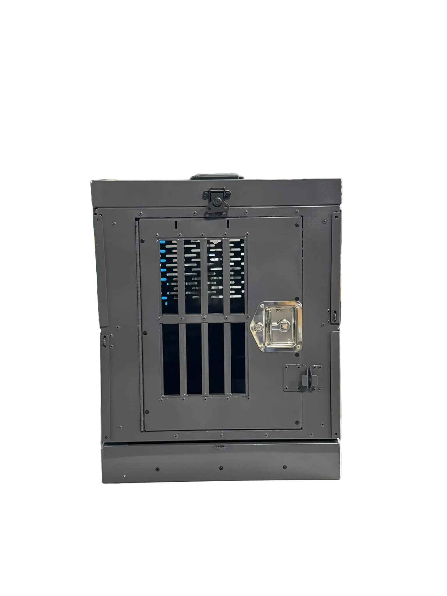 Dog Crate 55313G Professional K9 Series Large Collapsible Working Dog Crate / Single Compartment / 22.25 W x 34 D x 29 H / Mill Finish Aluminum / Glossy Gray / Owens Products Professional K9 Series Owens Products