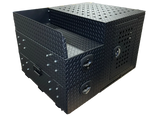 Dog Crate 55500 Professional K9 Series Rear Deployment Unit / Single Compartment / Side Drawer Storage / 45 W X 38 D X 31 H / Holes for Ventilation / Black / Diamond Tread Aluminum / Owens Products Professional K9 Series Owens Products
