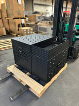 Dog Crate 55500 Professional K9 Series Rear Deployment Unit / Single Compartment / Side Drawer Storage / 45 W X 38 D X 31 H / Holes for Ventilation / Black / Diamond Tread Aluminum / Owens Products Professional K9 Series Owens Products