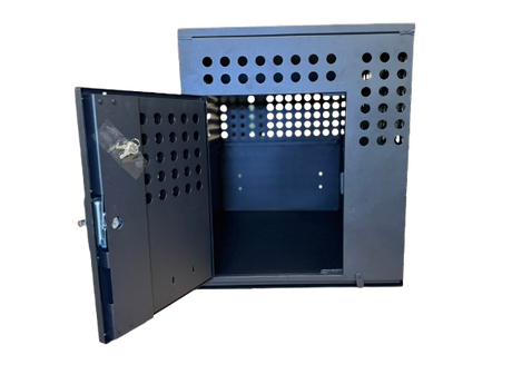 Dog Crate 55335 Professional K9 Series Tactical Single Compartment with Double Doors / End & Side Doors / Black / 36 W x 24 D x 29 H / Holes for Ventilation / Mill Finish Aluminum / Owens Products Professional K9 Series Owens Products