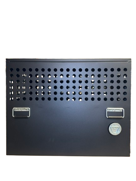 Dog Crate 55335 Professional K9 Series Tactical Single Compartment with Double Doors / End & Side Doors / Black / 36 W x 24 D x 29 H / Holes for Ventilation / Mill Finish Aluminum / Owens Products Professional K9 Series Owens Products