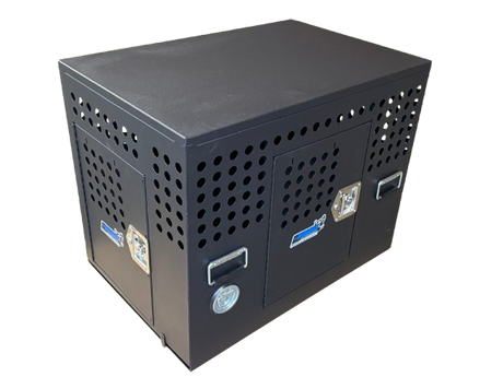 Dog Crate 55335 Professional K9 Series Tactical Single Compartment with Double Doors / End & Side Doors / Black / 36 W x 24 D x 29 H / Holes for Ventilation / Mill Finish Aluminum / Owens Products Professional K9 Series Owens Products