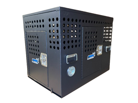 Dog Crate 55335 Professional K9 Series Tactical Single Compartment with Double Doors / End & Side Doors / Black / 36 W x 24 D x 29 H / Holes for Ventilation / Mill Finish Aluminum / Owens Products Professional K9 Series Owens Products