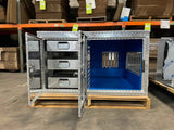 Dog Crate 55127 Professional K9 Series Search & Rescue / Single Compartment / Side Drawer Storage / 47 W X 45 D X 27 H / All Season Vents / Bright / Diamond Tread Aluminum / Owens Products Professional K9 Series Owens Products