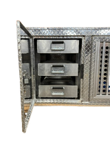Dog Crate 55127 Professional K9 Series Search & Rescue / Single Compartment / Side Drawer Storage / 47 W X 45 D X 27 H / All Season Vents / Bright / Diamond Tread Aluminum / Owens Products Professional K9 Series Owens Products