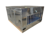 Dog Crate 55127 Professional K9 Series Search & Rescue / Single Compartment / Side Drawer Storage / 47 W X 45 D X 27 H / All Season Vents / Bright / Diamond Tread Aluminum / Owens Products Professional K9 Series Owens Products