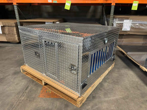 Dog Crate 55127 Professional K9 Series Search & Rescue / Single Compartment / Side Drawer Storage / 47 W X 45 D X 27 H / All Season Vents / Bright / Diamond Tread Aluminum / Owens Products Professional K9 Series Owens Products