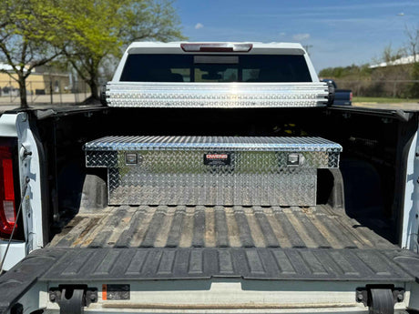 Truck Tool Box 41022 Garrison Series Under-Cover Crossover Style / ATV/UTV / Diamond Tread Aluminum / Bright / Owens Products Tool Boxes Owens Products