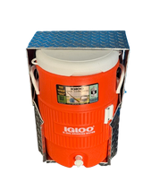 RaceMates 39206T Truck Mount Drink Water Cooler Holder with Lockable Lid / 5 Gallon Cooler Rack / Diamond Tread Aluminum / Owens Products RaceMate Owens Products