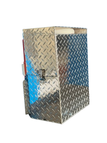 RaceMates 39206T Truck Mount Drink Water Cooler Holder with Lockable Lid / 5 Gallon Cooler Rack / Diamond Tread Aluminum / Owens Products RaceMate Owens Products