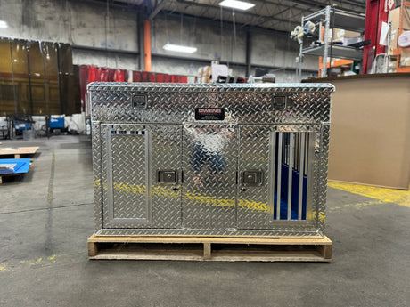 Dog Box 55044 Hunter Series Double Compartment with Top Storage / 48 W x 45 D x 32 H / Tall / All Seasons Vents / Diamond Tread Aluminum / Owens Products Hunter Series Owens Products