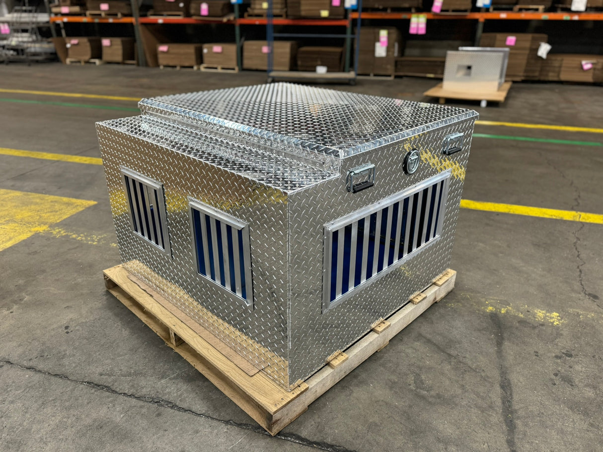 Dog Box 55044 Hunter Series Double Compartment with Top Storage / 48 W x 45 D x 32 H / Tall / All Seasons Vents / Diamond Tread Aluminum / Owens Products Hunter Series Owens Products