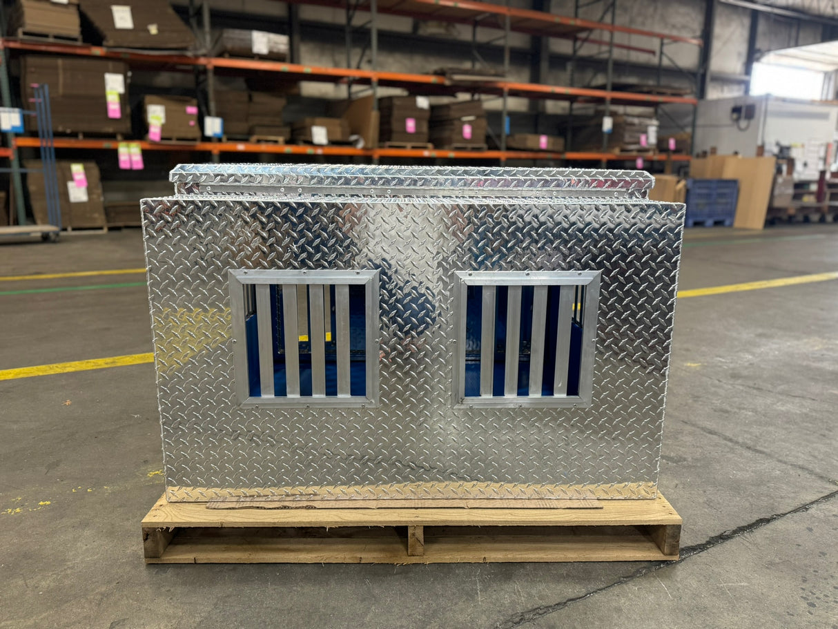 Dog Box 55044 Hunter Series Double Compartment with Top Storage / 48 W x 45 D x 32 H / Tall / All Seasons Vents / Diamond Tread Aluminum / Owens Products Hunter Series Owens Products