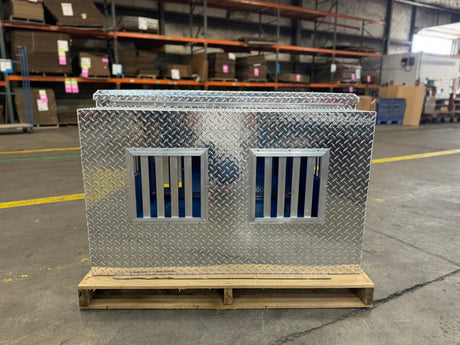 Dog Box 55044 Hunter Series Double Compartment with Top Storage / 48 W x 45 D x 32 H / Tall / All Seasons Vents / Diamond Tread Aluminum / Owens Products Hunter Series Owens Products