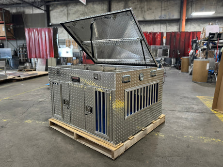 Dog Box 55044 Hunter Series Double Compartment with Top Storage / 48 W x 45 D x 32 H / Tall / All Seasons Vents / Diamond Tread Aluminum / Owens Products Hunter Series Owens Products