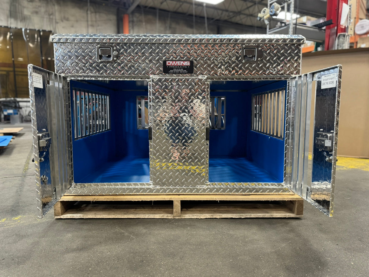 Dog Box 55044 Hunter Series Double Compartment with Top Storage / 48 W x 45 D x 32 H / Tall / All Seasons Vents / Diamond Tread Aluminum / Owens Products Hunter Series Owens Products