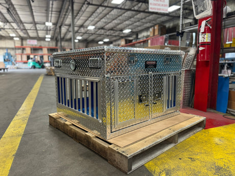 Dog Box 55478 Hunter Series Shallow Double Compartment with Top Storage / 38 W X 36 D X 26 H / Shallow / All Season Vents / Diamond Tread Aluminum / Owens Products Hunter Series Owens Products