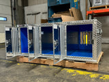 Dog Box 55114L Hunter Series Tall Trailer Triple Compartment / 58 W X 40 D X 24 H / Left Swing Doors / Tall / Diamond Tread Aluminum / Owens Products