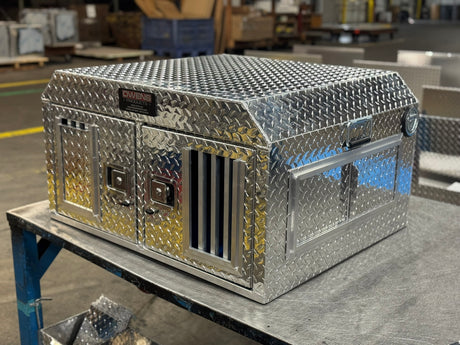 Dog Box 55017 Hunter Series Double Compartment / 37 W x 30 D x 19.75 H / ATV UTV SUV / Standard Vents / Diamond Tread Aluminum / Owens Products
