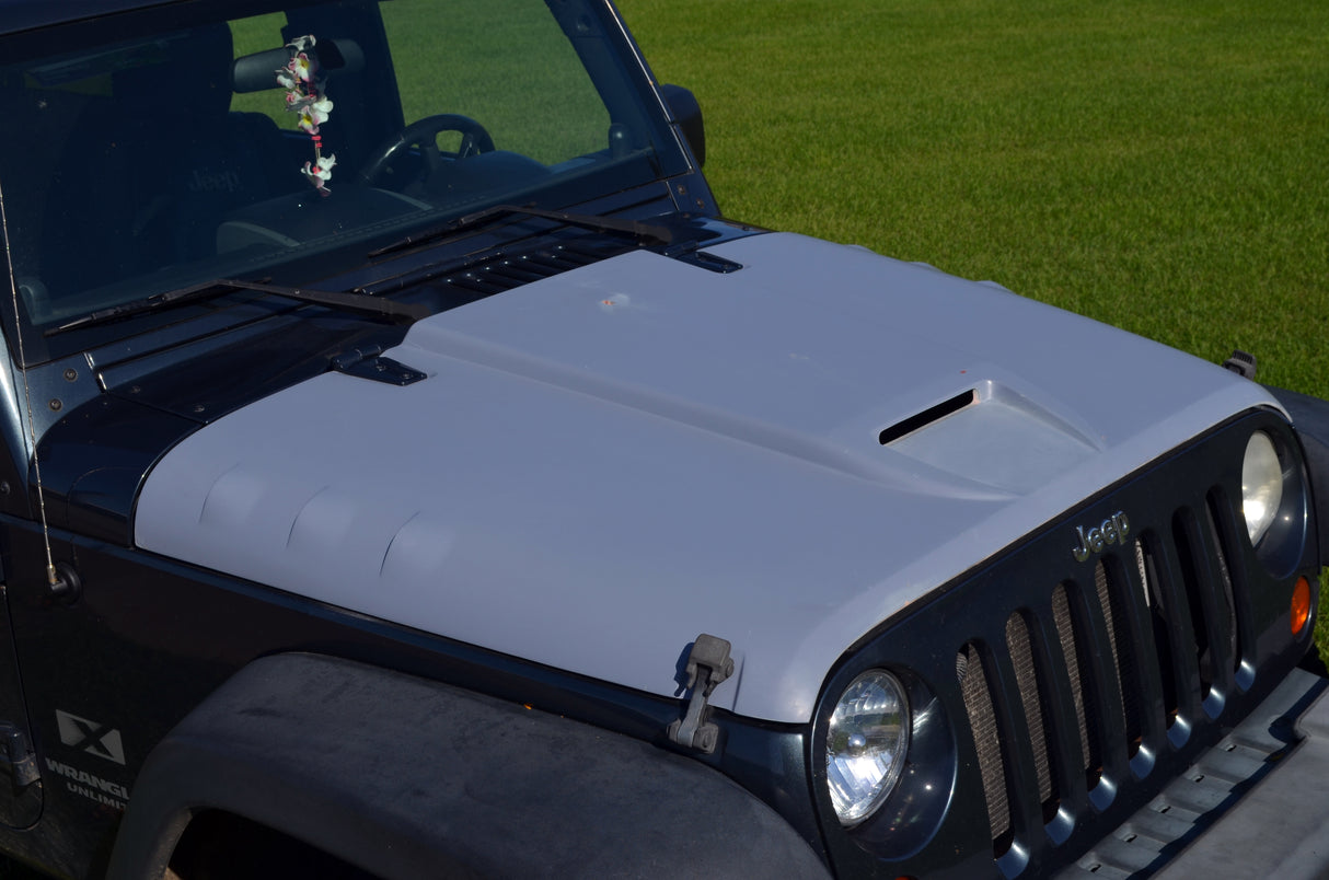Venum II Performance Hood / Fiberglass / Grey Primer Gelcoat / Jeep JK & JKU / 2007-2018 / Owens Products / J15003