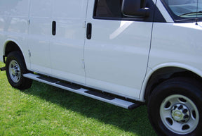 Owens Fusion Step / Running Board / Satin Nickle / Chevrolet/GMC / 1997-2025 / Full Size GM Van 155" Wheel Base / Full Length Boards / Owens Products / OC51117N-01 Fusion Running Board Owens Products