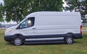 Running Boards Classic Series Extruded 4 Inch Black 15-Current Ford Transit Van 150/250 4 Inch Riser Aluminum Black Owens Products Running Boards Owens Products