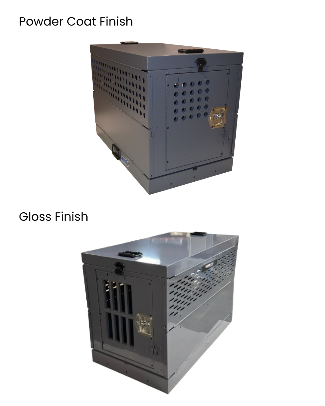 Dog Crate 55313G Professional K9 Series Large Collapsible Working Dog Crate / Single Compartment / 22.25 W x 34 D x 29 H / Mill Finish Aluminum / Glossy Gray / Owens Products Professional K9 Series Owens Products