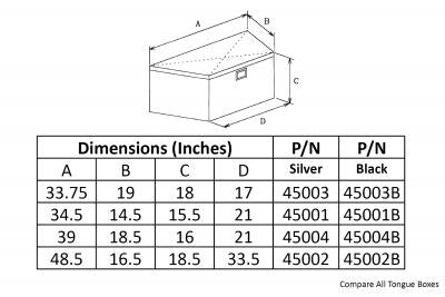 Truck Tool Box 45003 Garrison Series Trailer Tongue Cargo / 33.75 W x 19 D x 18 H / Diamond Tread Aluminum / Bright / Owens Products