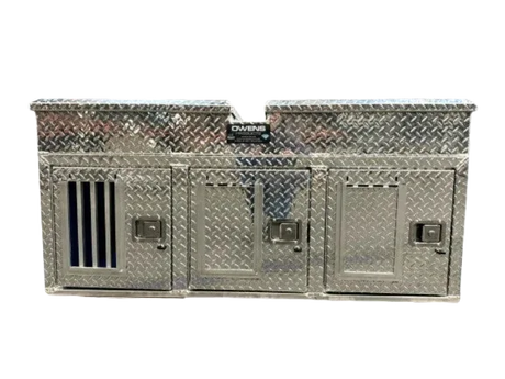 Dog Box 55053 Hunter Series Triple Compartment with Top Storage / 58 W x 40 D x 26 H / with Wheel Well Notches / All Seasons Rear Vents / Diamond Tread Aluminum / Owens Products