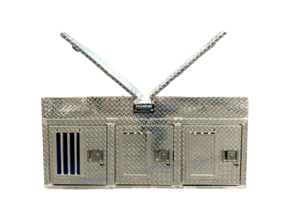 Dog Box 55053 Hunter Series Triple Compartment with Top Storage / 58 W x 40 D x 26 H / with Wheel Well Notches / All Seasons Rear Vents / Diamond Tread Aluminum / Owens Products