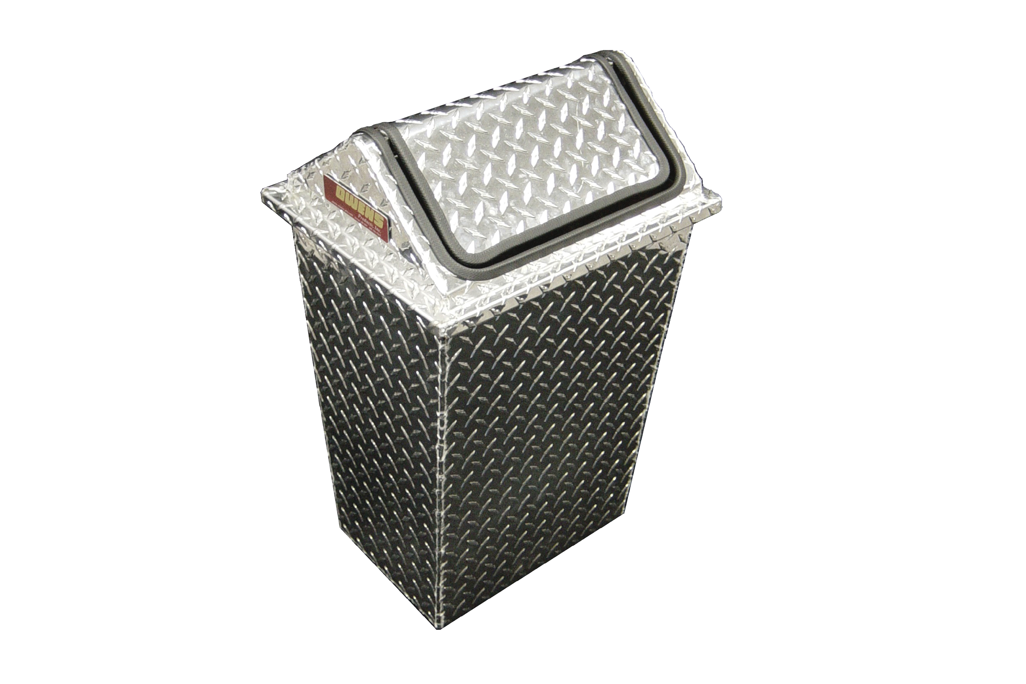 RaceMates Large Trash Can Waste Receptacle with Swinging Lid / Diamond  Tread Aluminum / Owens Products